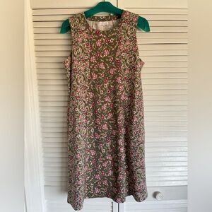 J Jill Sleeveless Floral Cotton Dress with Gathered Detail in back
